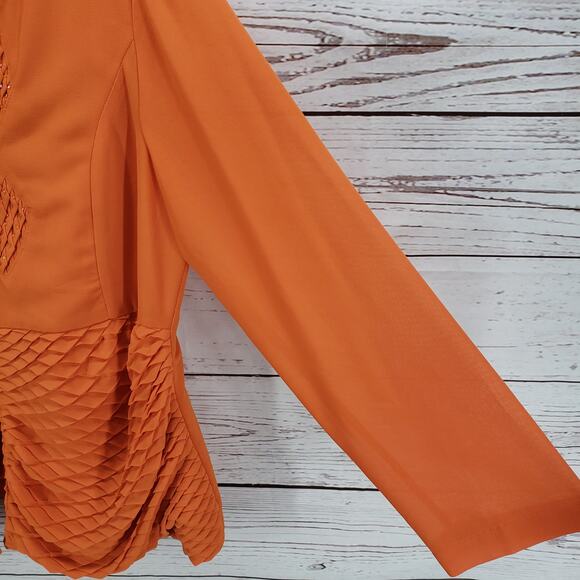 Tally Taylor Paris Rome Orange Beaded Diamond Waffle Detail Blazer Jacket 14 - Picture 7 of 12